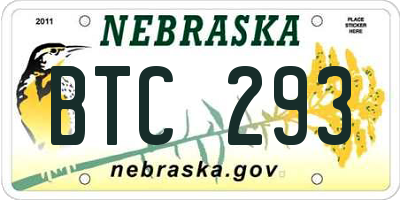 NE license plate BTC293