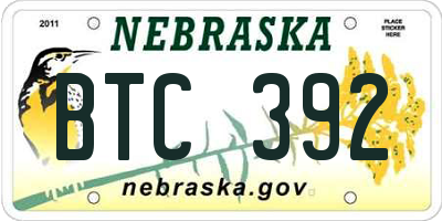NE license plate BTC392