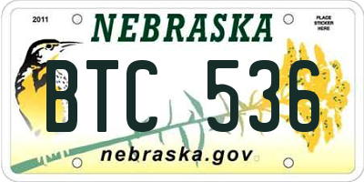 NE license plate BTC536