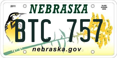 NE license plate BTC757