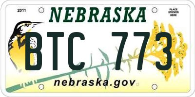 NE license plate BTC773