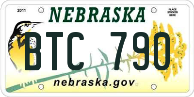 NE license plate BTC790