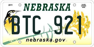 NE license plate BTC921