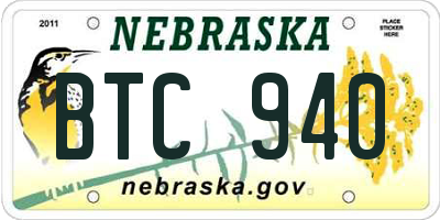 NE license plate BTC940