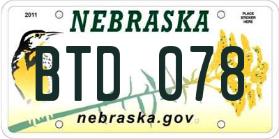 NE license plate BTD078