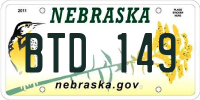 NE license plate BTD149