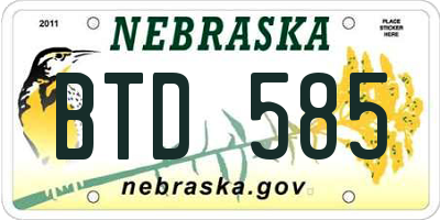 NE license plate BTD585