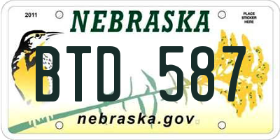 NE license plate BTD587