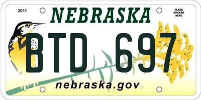NE license plate BTD697