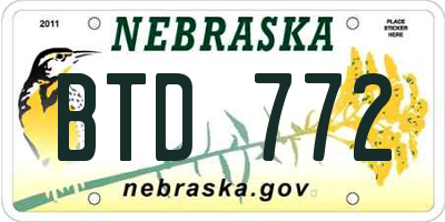 NE license plate BTD772