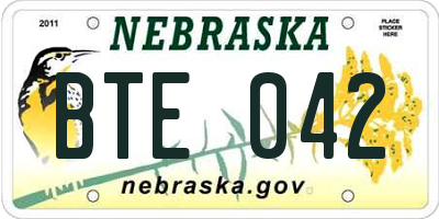 NE license plate BTE042