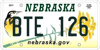 NE license plate BTE126