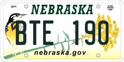 NE license plate BTE190