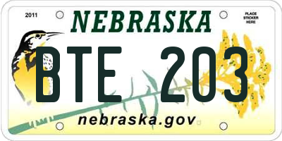 NE license plate BTE203