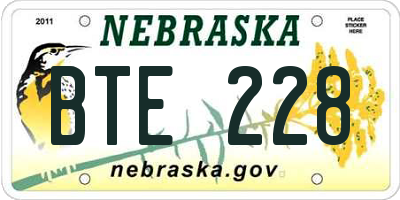 NE license plate BTE228