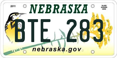 NE license plate BTE283