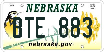 NE license plate BTE883