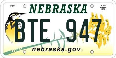 NE license plate BTE947