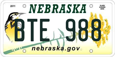 NE license plate BTE988