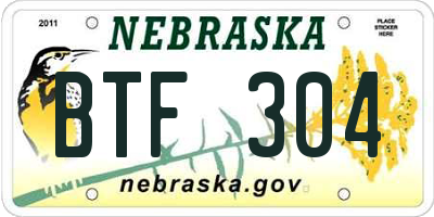 NE license plate BTF304