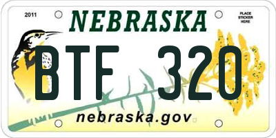 NE license plate BTF320