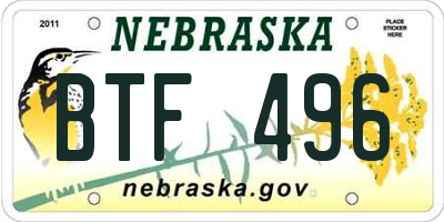 NE license plate BTF496