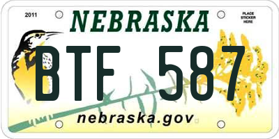NE license plate BTF587