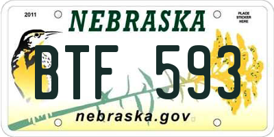 NE license plate BTF593