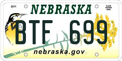 NE license plate BTF699