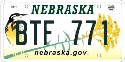 NE license plate BTF771