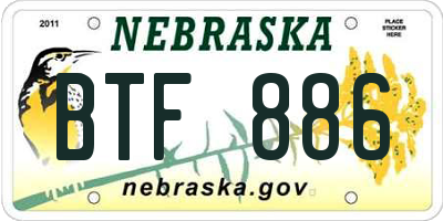 NE license plate BTF886