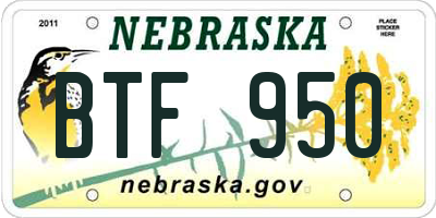 NE license plate BTF950