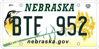 NE license plate BTF952