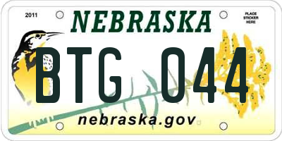 NE license plate BTG044