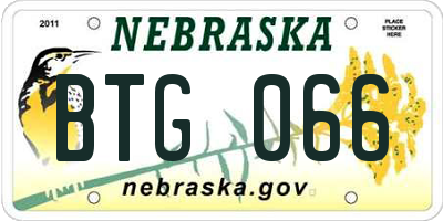 NE license plate BTG066