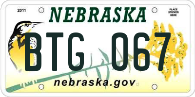 NE license plate BTG067