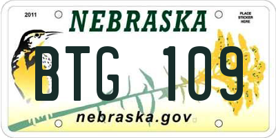 NE license plate BTG109