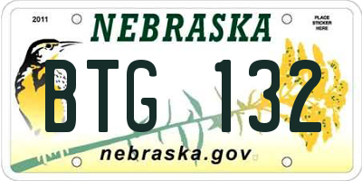 NE license plate BTG132