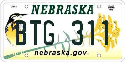 NE license plate BTG311