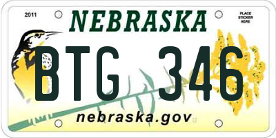 NE license plate BTG346