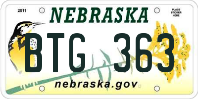 NE license plate BTG363