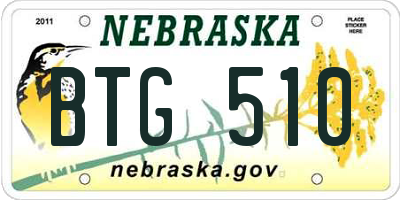 NE license plate BTG510