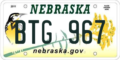 NE license plate BTG967