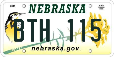 NE license plate BTH115
