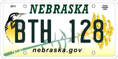 NE license plate BTH128