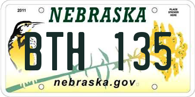 NE license plate BTH135