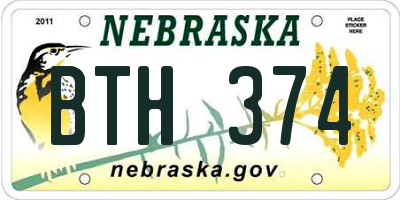 NE license plate BTH374