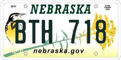 NE license plate BTH718