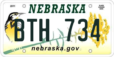 NE license plate BTH734