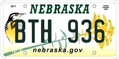 NE license plate BTH936